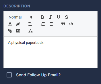 The description, with its formatting bar.