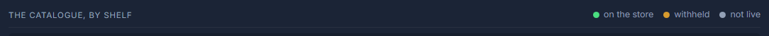 The key: green is on the store, amber is live but withheld, red is not live.