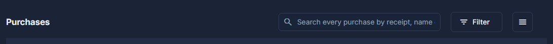 Above the list: the search box, Filter and the ☰.