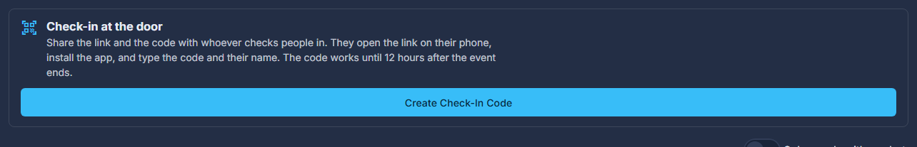 Check-in at the door, before a code has been made.