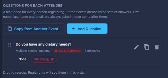 Questions: one multiple-choice question with an alerting option.