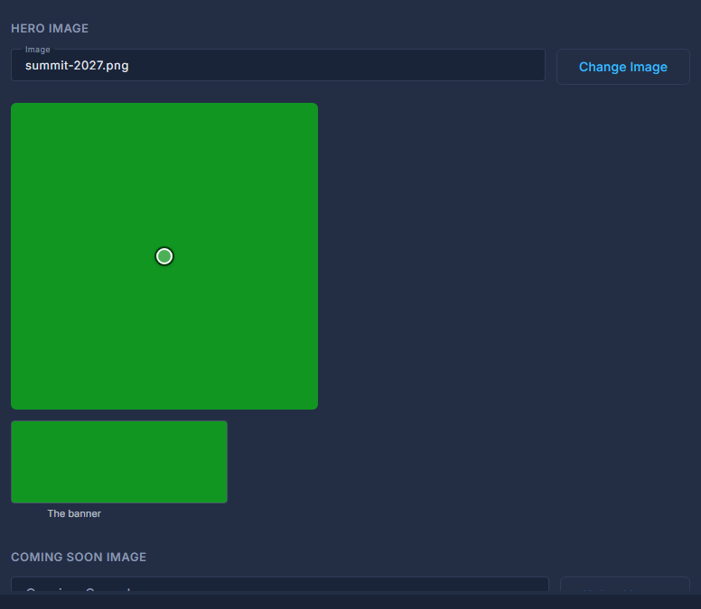 Public Page opens on the hero image and its focus point; the rest is below it.