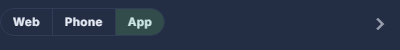 Web | Phone | App, Full size, and the chevron that hides the rail.