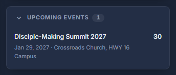 Upcoming events on the rail, each with its count.