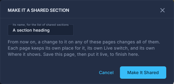 Naming a shared section.