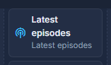 Latest episodes, in the structure. On the site it draws the newest few from the playlist named in Settings, each opening on YouTube.