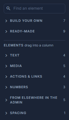 The Add rail. Type in the box at the top to find an element by name.