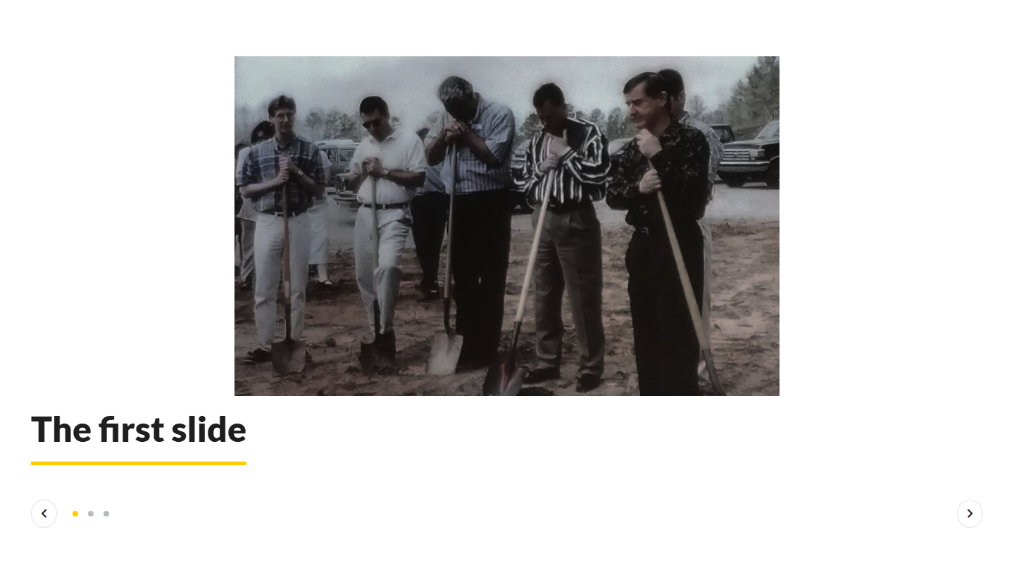 On the site: one slide showing, arrows either side.